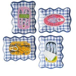 C&C California Viral Trend Set of 4 Sardines Melamine Appetizer Plates